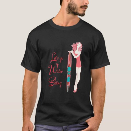 1950s Retro Style Water Ski Girl T_Shirt
