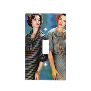 1950s retro vintage glamour 2 women light switch cover