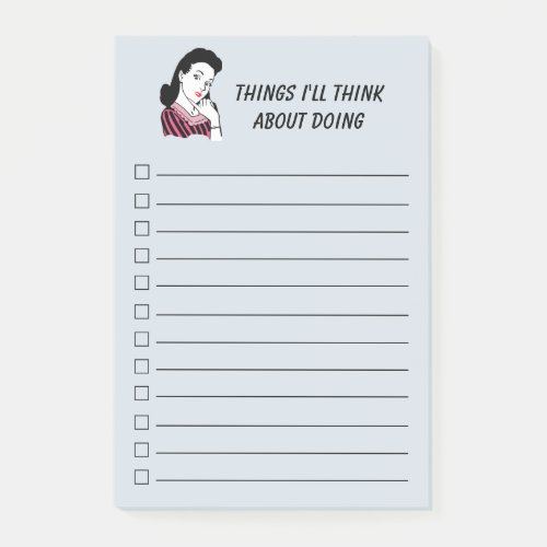 1950s Retro Woman Checklist blue Post_it Notes