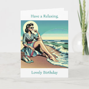 1950's Retro Woman Enjoy the Summer Birthday Card