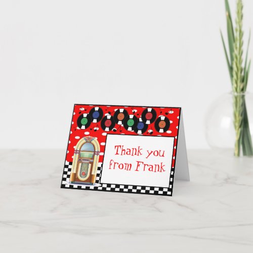 1950s Rock n Roll Birthday Thank You Note Card