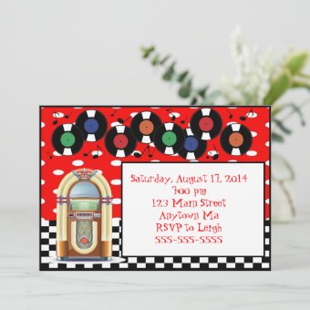 1950s Rock n Roll Juke Box Birthday Invitations | Zazzle