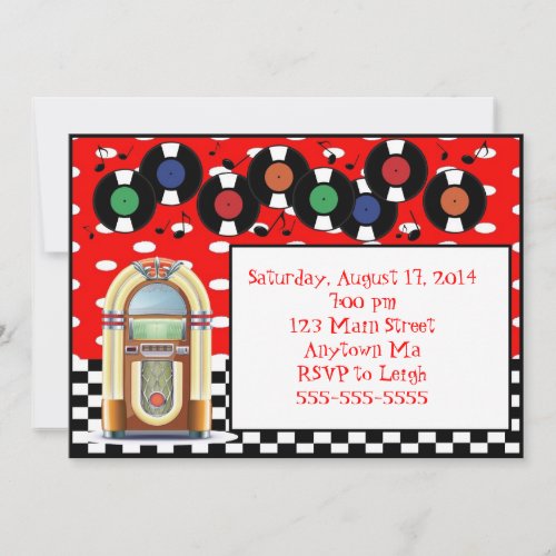 1950s Rock n Roll Juke Box Birthday Invitations