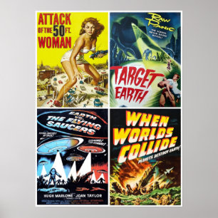 1950s SciFi Movie Collage 13 Poster