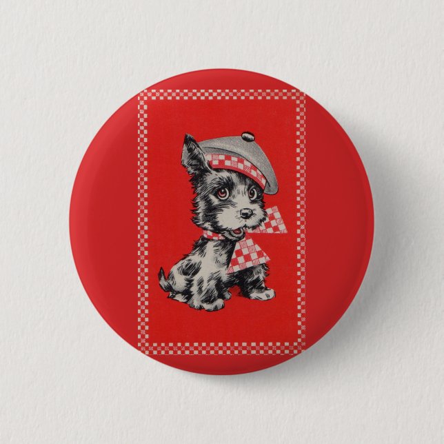 1950s Scottie dog in red Button (Front)