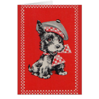 1950s Scottie dog in red Cards