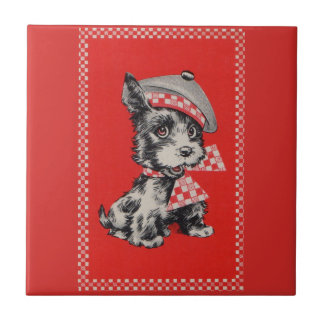 1950s Scottie dog in red Ceramic Tile