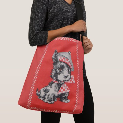 1950s Scottie dog in red Crossbody Bag