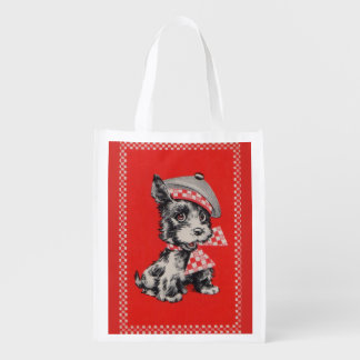 1950s Scottie dog in red Grocery Bag