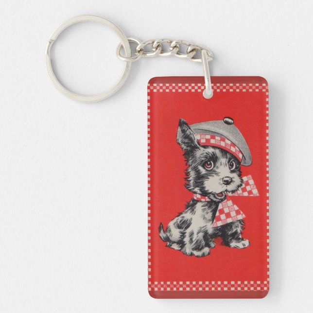 1950s Scottie dog in red Keychain (Front)
