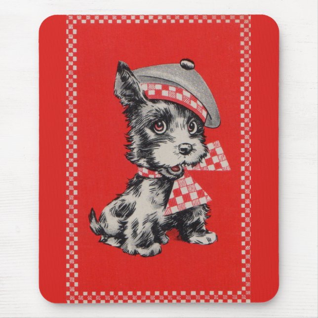 1950s Scottie dog in red Mouse Pad (Front)