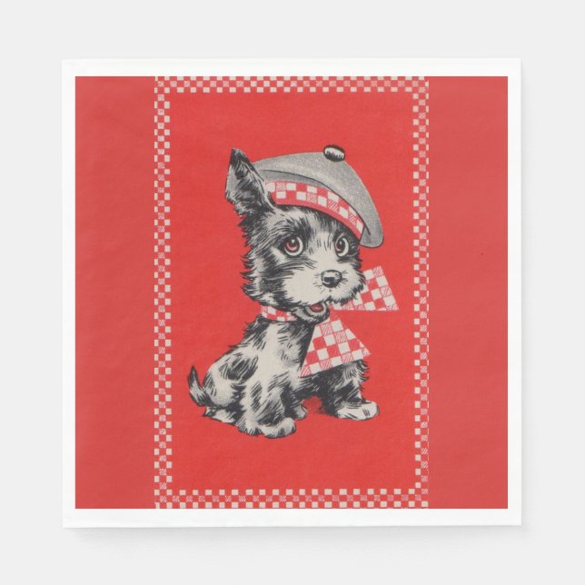 1950s Scottie dog in red Napkins (Front)