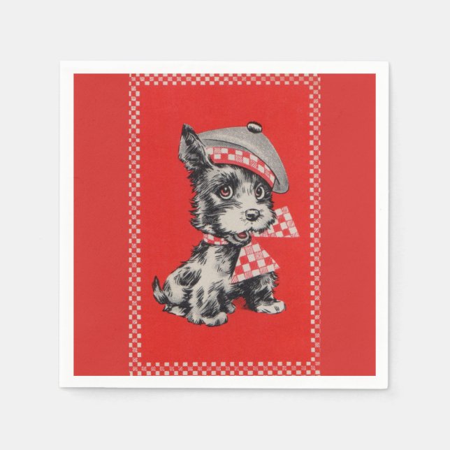 1950s Scottie dog in red Paper Napkins (Front)