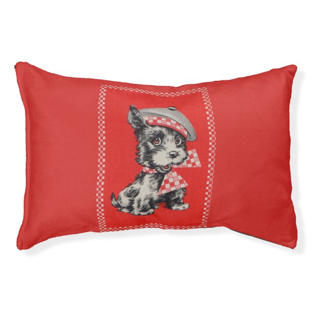 1950s Scottie dog in red Pet Bed (Front)