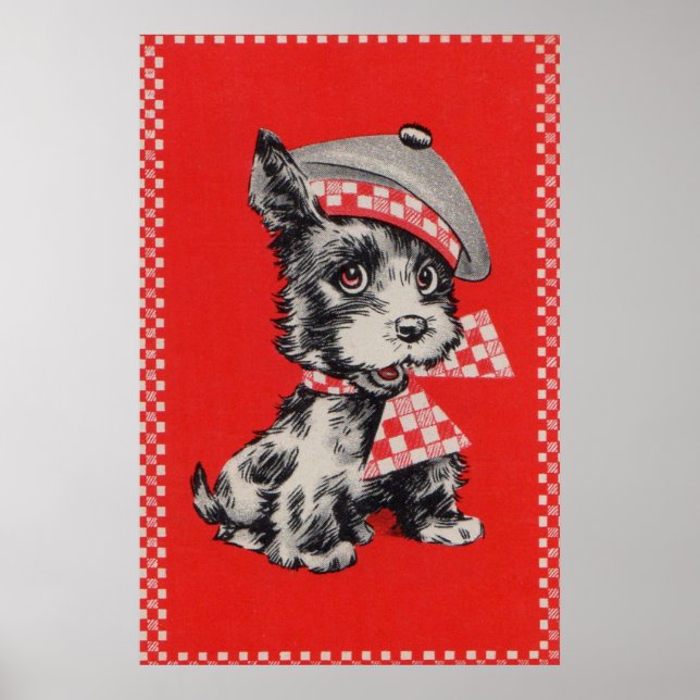 1950s Scottie dog in red Poster (Front)
