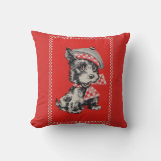 1950s Scottie dog in red Throw Pillow