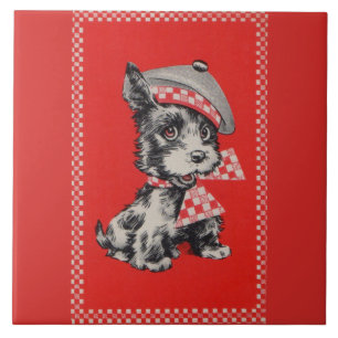 1950s Scottie dog in red Tile