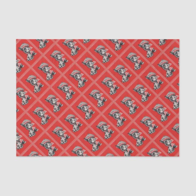 1950s Scottie dog in red Tissue Paper (Front)