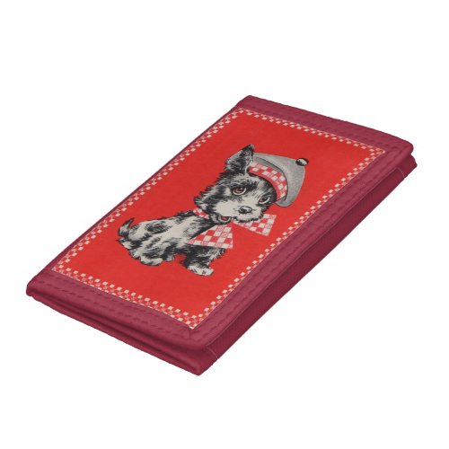 1950s Scottie dog in red Tri_fold Wallet