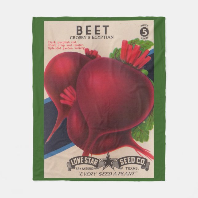 1950s seed packet beets print fleece blanket (Front)