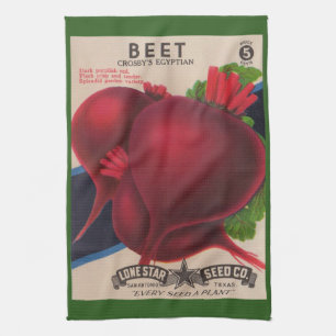 1950s seed packet beets print kitchen towel