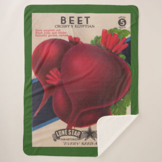 1950s seed packet beets print sherpa blanket