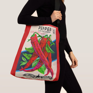 1950s seed packet cayenne pepper print crossbody bag