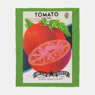 1950s seed packet tomato print fleece blanket
