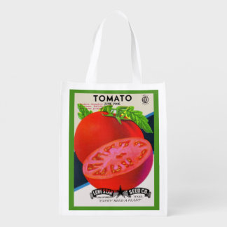 1950s seed packet tomato print grocery bag