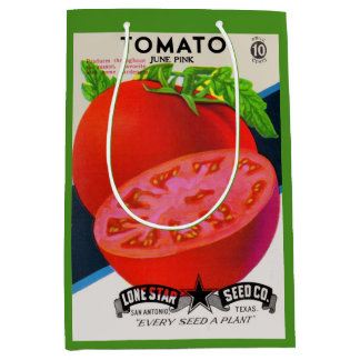 1950s seed packet tomato print medium gift bag