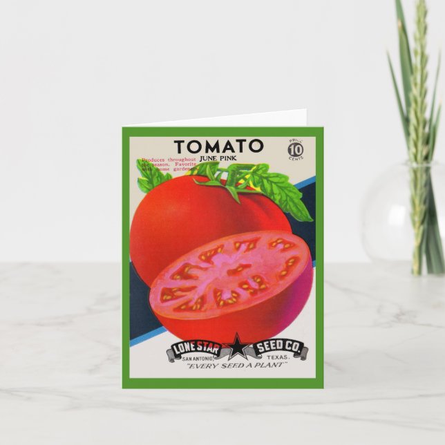 1950s seed packet tomato print note card (Front)