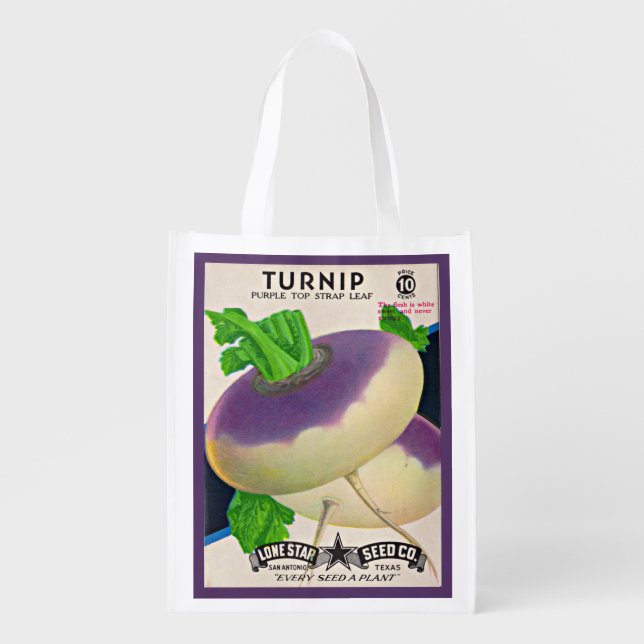  1950s seed packet turnips grocery bag (Front)