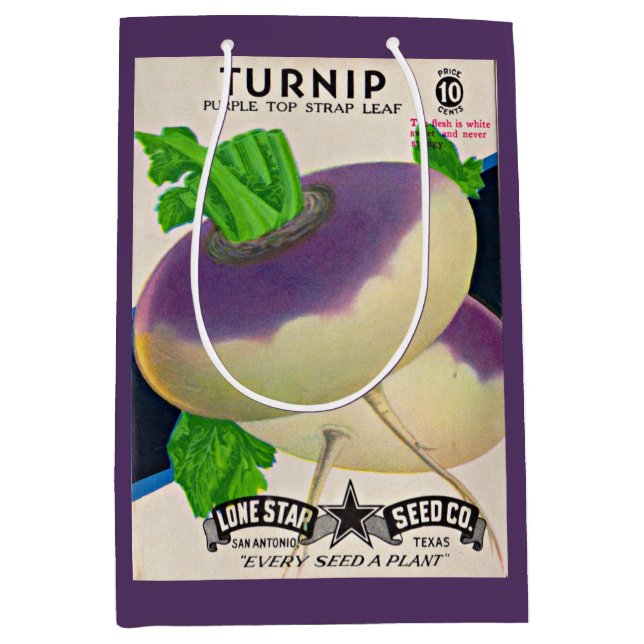 1950s seed packet turnips medium gift bag (Front)