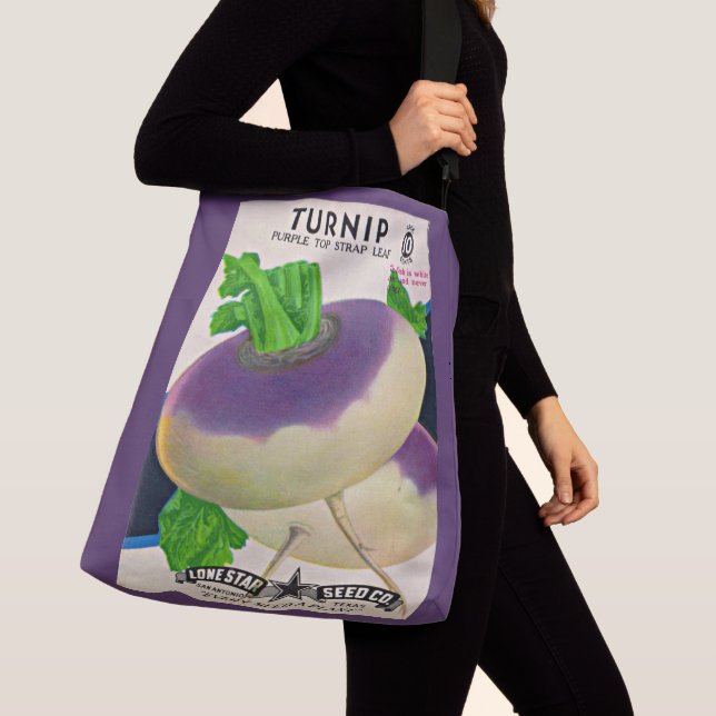 1950s seed packet turnips print crossbody bag (Close Up)