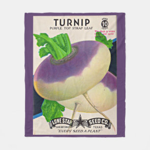 1950s seed packet turnips print fleece blanket