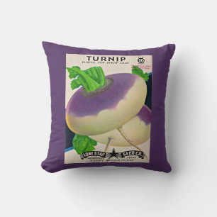 1950s seed packet turnips print throw pillow