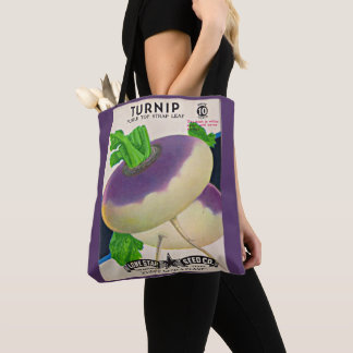 1950s seed packet turnips print tote bag