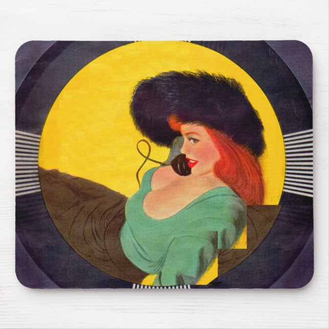 1950s sexy gal on the phone mouse pad (Front)