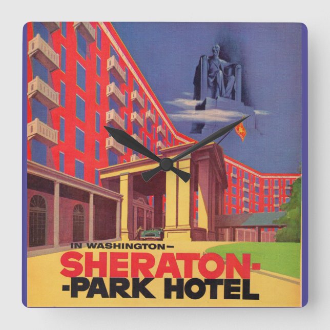 1950s Sheraton Park Hotel - Washington, DC ad Square Wall Clock (Front)
