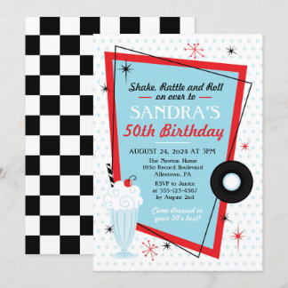 1950s Sock Hop Birthday Party Invitation