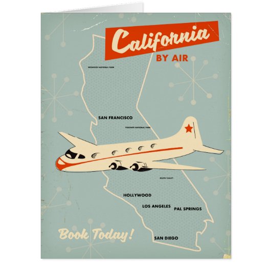 1950s style California "by air" travel poster (Front)