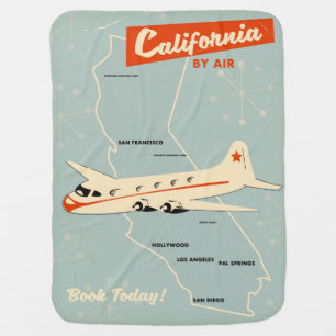1950s style California "by air" travel poster Baby Blanket