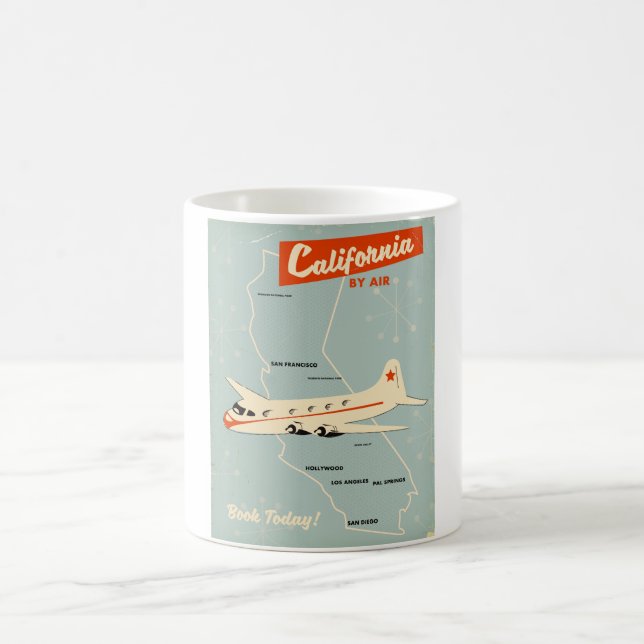 1950s style California "by air" travel poster Coffee Mug (Center)