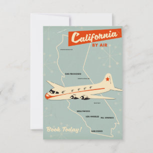 1950s style California "by air" travel poster Invitation