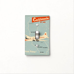 1950s style California "by air" travel poster Light Switch Cover