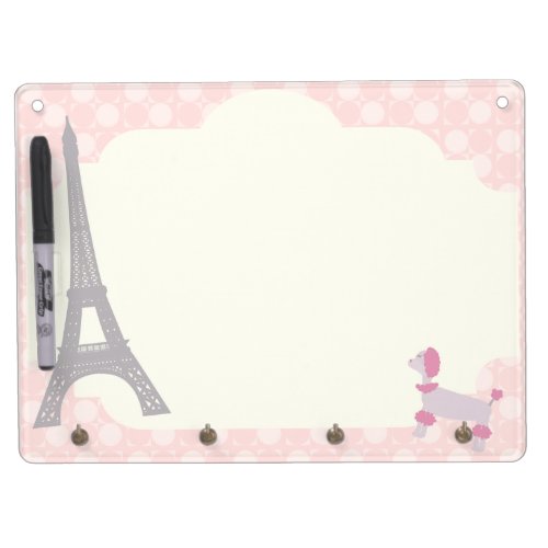 1950s Style Parisian Poodle Dry Erase Board With Keychain Holder