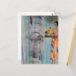 1950s Style Party Mixed Media Collage Postcard