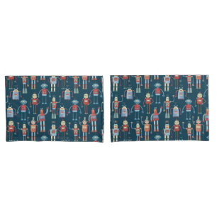 1950s style Retro Robot Pattern Pillow Case