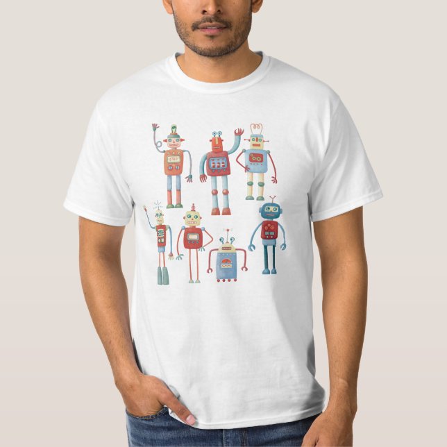 1950s Style Retro Robots T-Shirt (Front)