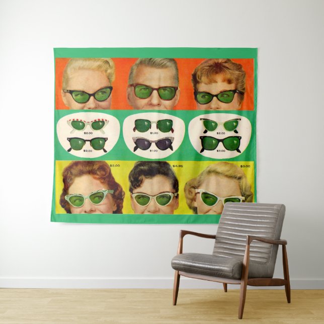 1950s sunglasses ad print tapestry (In Situ (Horizontal))